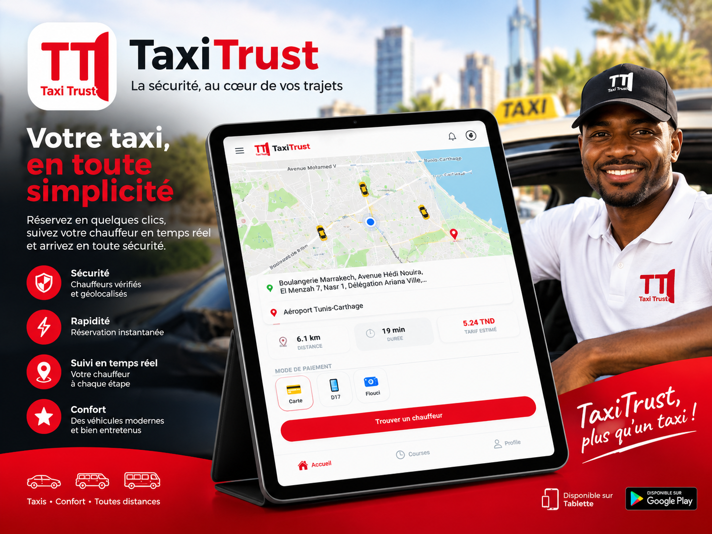 Votre taxi sur tablette